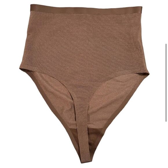 NWOT SKIMS Sheer Sculpt High Waist Thong In Cocoa Brown Shaping Shapewear - Picture 4 of 6